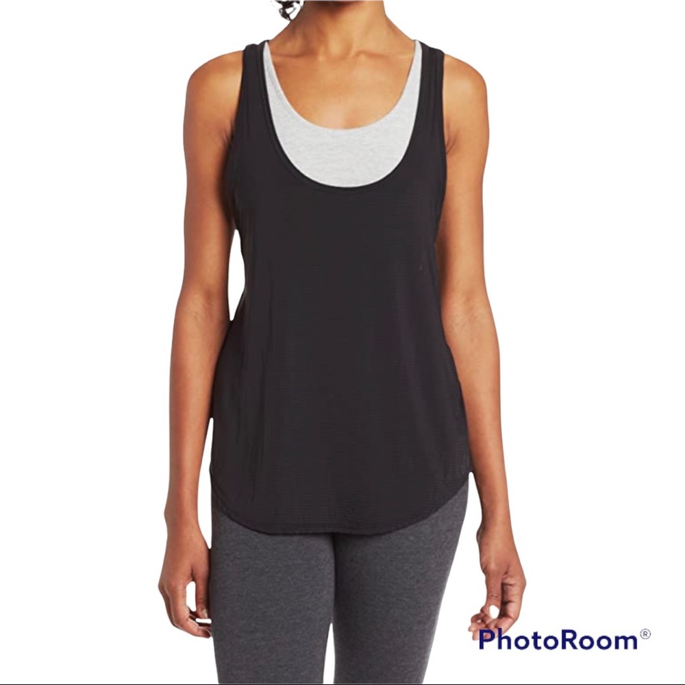 BEYOND YOGA Criss-Cross Side Jersey Muscle Tank in Black - SZ SMALL